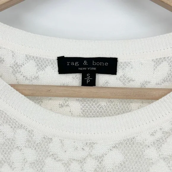 Rag & Bone Perry Lace Top Long Sleeve Semi Sheer Floral Jacquard Sweater White - Picture 15 of 16